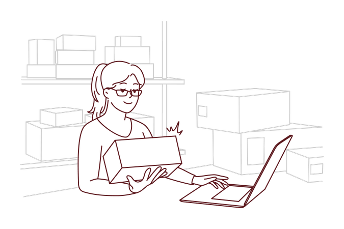 Female warehouse worker Illustration