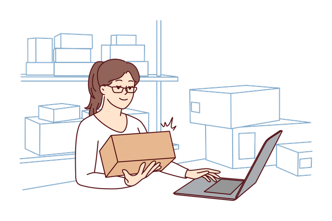 Female warehouse worker  Illustration