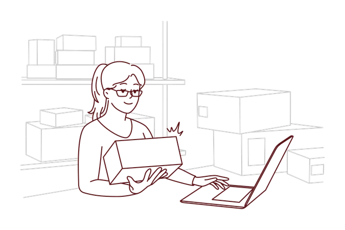 Female warehouse worker  Illustration