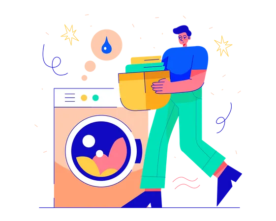 Female Washing a Clothes  Illustration