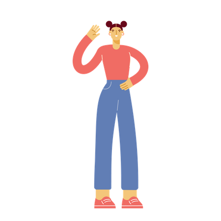 Female Waving Hand  Illustration