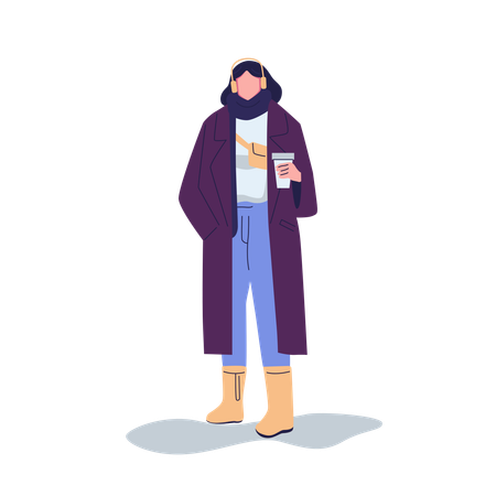 Female Wear Winter Clothes  Illustration