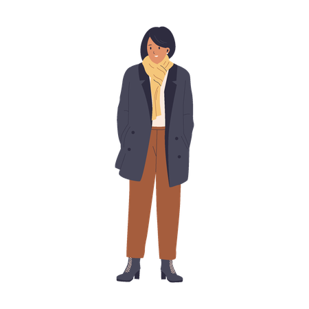 Female Wearing Winter Outfit  Illustration