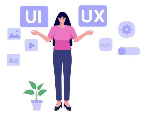 Female web UI UX designer  Illustration