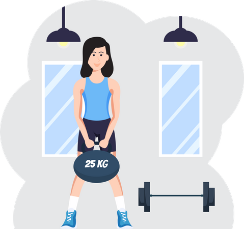 Female Weightlifter  Illustration