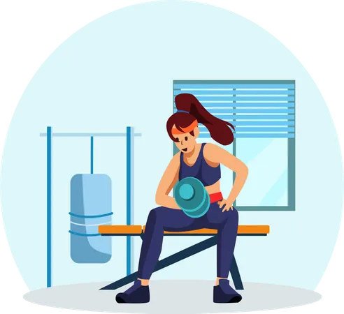 Female Weightlifter  Illustration
