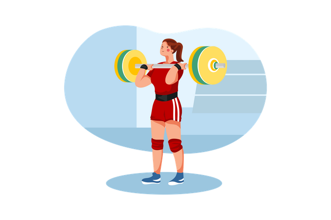 Female weightlifter doing weightlifting Illustration