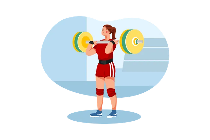 Female weightlifter doing weightlifting Illustration