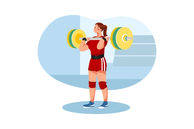 Female weightlifter doing weightlifting  Illustration