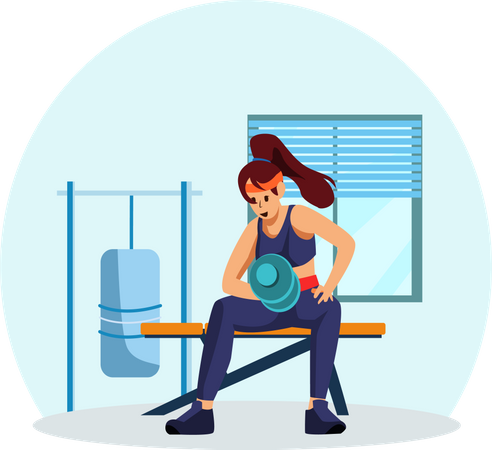 Female Weightlifter  Illustration