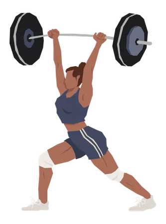 Female Weightlifter lifting barbells  Illustration