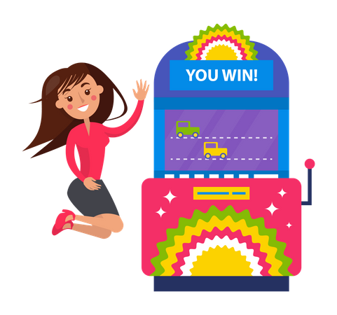 Female win at slot machine  Illustration