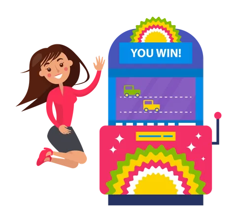 Female win at slot machine  Illustration