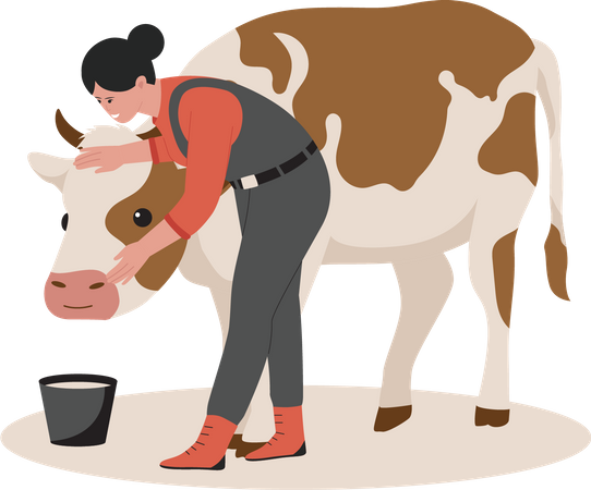 Female with cow  Illustration