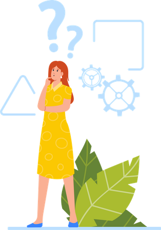 Female with Critical Thinking  Illustration