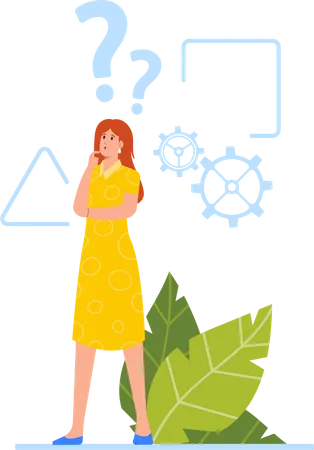 Female with Critical Thinking  Illustration