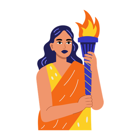 Female with freedom torch  Illustration