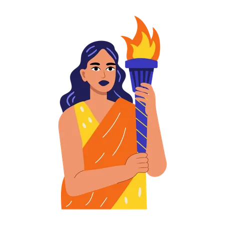 Female with freedom torch  Illustration
