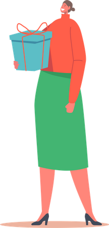 Female with Gift Box Illustration