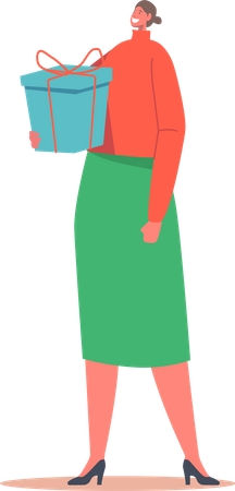 Female with Gift Box  Illustration