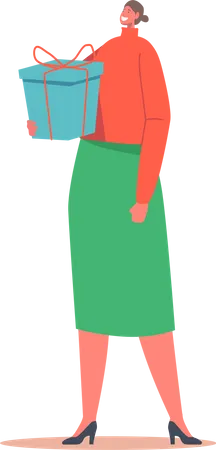 Female with Gift Box  Illustration