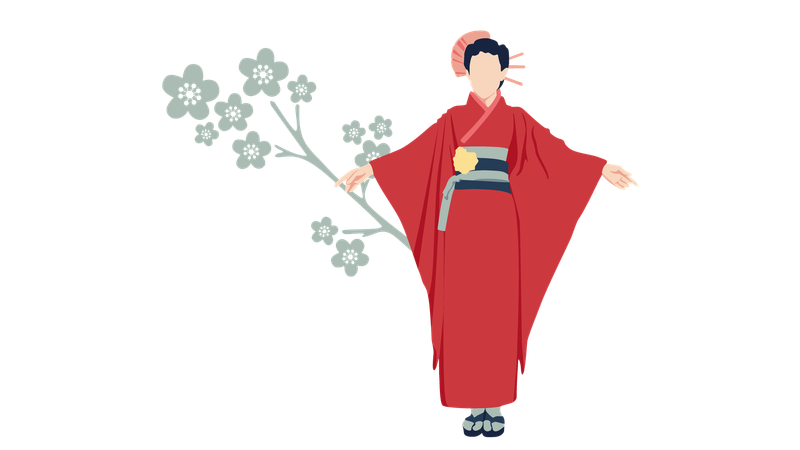 Female with Japan traditional clothes  Illustration