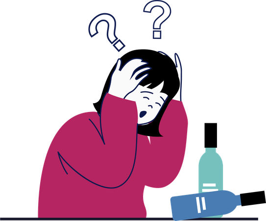Female with mental health  Illustration