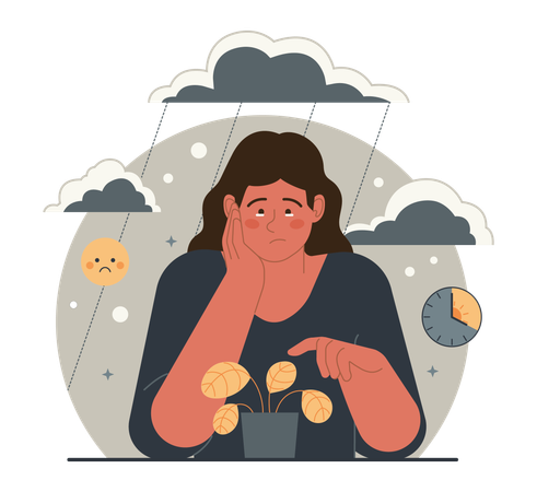 Female with seasonal affective disorder  Illustration