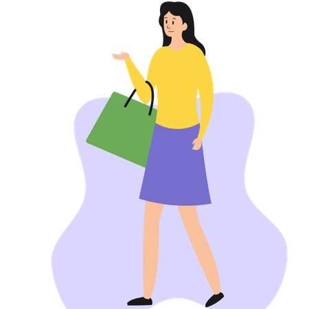 Female with Shopping Bag  Illustration