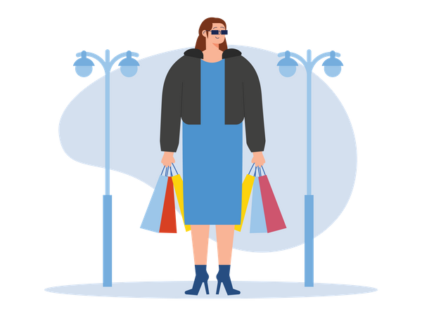 Female with shopping bag  Illustration