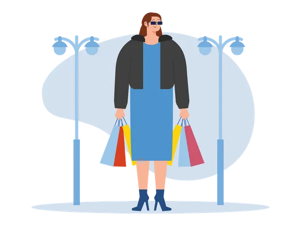 Female with shopping bag  Illustration