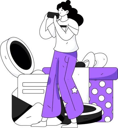 Female with Shopping Voucher  Illustration