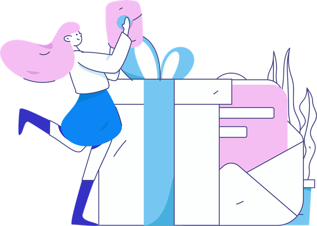 Female with Shopping Voucher  Illustration