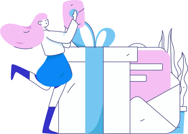 Female with Shopping Voucher  Illustration