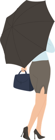 Female With Umbrella  Illustration