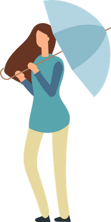 Female with umbrella  Illustration