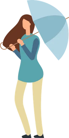 Female with umbrella  Illustration