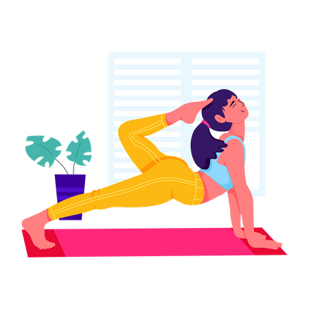 Female Woman doing doing Flexibility Yoga  Illustration
