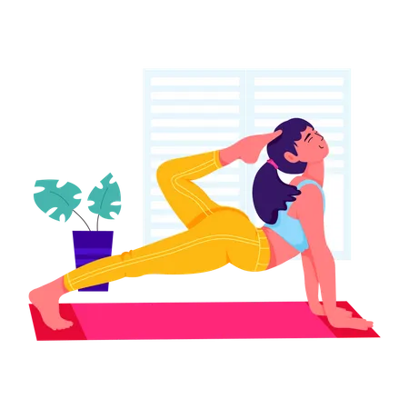 Female Woman doing doing Flexibility Yoga  Illustration