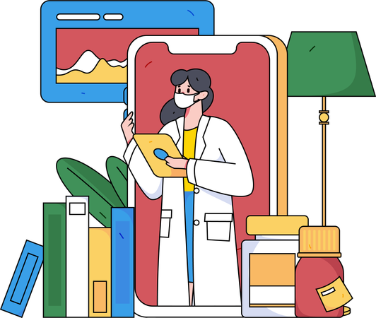 Female woman doing medicine research  Illustration