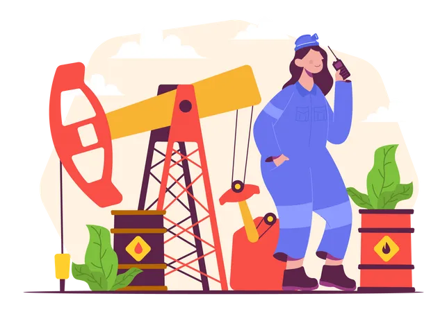 Female worker at oil industry  Illustration