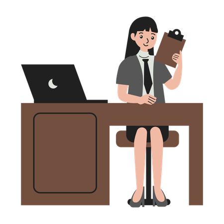 Female worker checking documents  イラスト