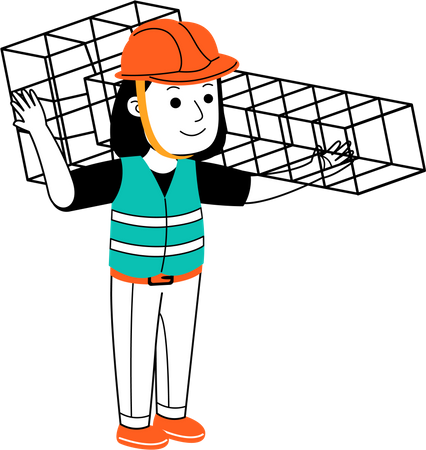 Female worker doing construction work  Illustration