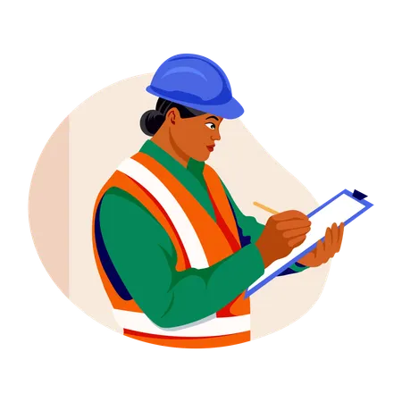 Female worker doing safety inspection  Illustration
