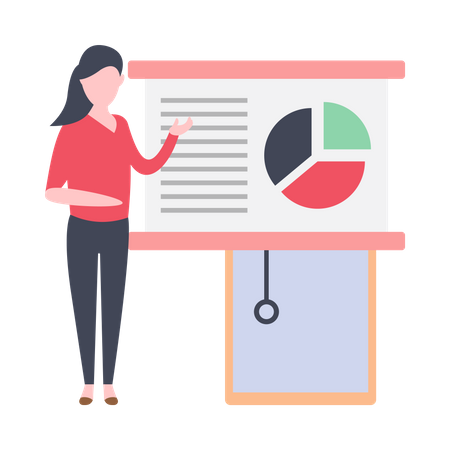 Female worker giving presentation  Illustration