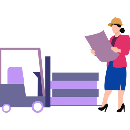 Female worker looking at design  Illustration