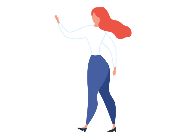 Female worker pointing something  Illustration