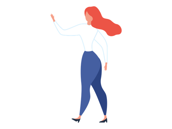 Female worker pointing something  Illustration