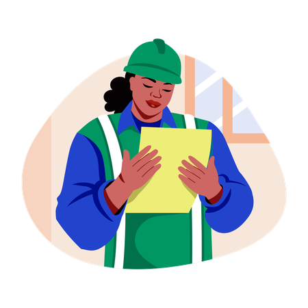 Female worker reading note  Illustration