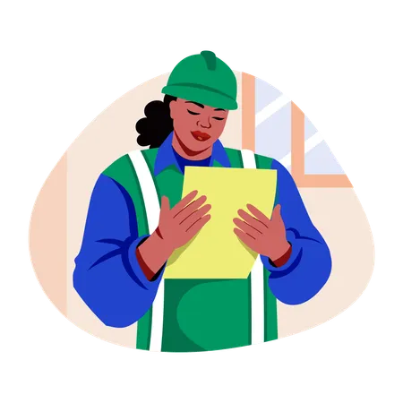 Female worker reading note  Illustration